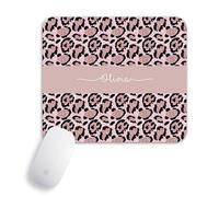 Personalised Pink Leopard Print Mouse Pad Custom Name Mouse Mat PC Computer Desk Accessories Office Gift Gaming Mousemat Mousepad Rectangle Round -RECTANGLE