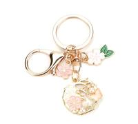 Personalised Pink Pearl Flower Keychain, Beautiful Floral Wreath Butterfly Metal Keyring, Unique Gift for Women, Mum, Good Friend or Sister, Heartfelt Present, Gifts for Someone Traveling