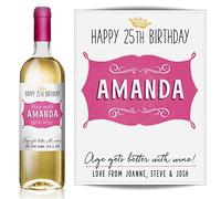 Personalised Pink Shabby Chic Wine, Vodka, Gin, Rum, Whisky Bottle Label - Birthday Any Occasion Gift