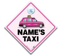 Personalised Pink Taxi Sign, London Customized Black Cab Taxi Sign - 14cm