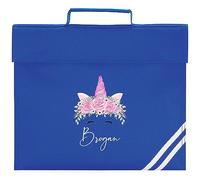 Personalised Pink Unicorn Book Bag for Kids Back to School Nursery Boys Girls, One Size, Royal