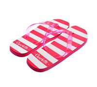 Personalised Pink & White Striped Ladies Flip Flops with First Name UK Size 6-8 (PLEASE READ INSTRUCTIONS ON LISTING AS TO HOW TO ADD PERSONALISATION TO YOUR ORDER)
