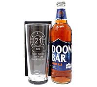 Personalised Pint Glass & Beer - Birthday Design (Sharp's Brewery Doom Bar Amber Ale, No Gift Box)