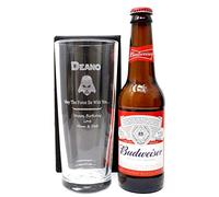 Personalised Pint Glass & Beer - Darth Vader Star Wars Design (Budweiser Lager Beer, No Gift Box)