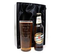 Personalised Pint Glass & Beer (San Miguel Premium Especial Lager Beer, Silk Lined Gift Box)