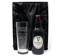 Personalised Pint Glass & Bottle of Guinness - Guinness Design (Guinness Original Stout Beer, Silk Lined Gift Box)