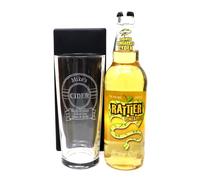 Personalised Pint Glass & Cider - Cider Design (Rattler Pineapple Cornish Cider, No Gift Box)