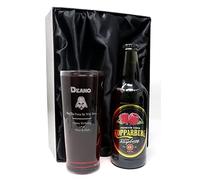 Personalised Pint Glass & Cider - Darth Vader Star Wars Design (Kopparberg Raspberry Cider, Silk Lined Gift Box)