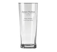 Personalised Pint Glass Engraved with a Happy Birthday Date Memento Design