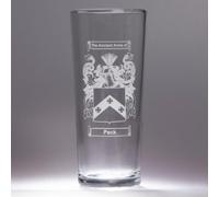 Personalised Pint Glass - Heraldic Surname Design Engraving - Beer Glass - Heritage Inspired Gift