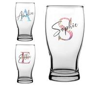 Personalised Pint Glass Initial and Name Custom Birthday Christmas Lager Beer Cider Gifts for Her Him Girl Boy Women Men Bestie 18th 21st 30th 40th 50th 60th 70th 80th Party Present Secret Santa Idea