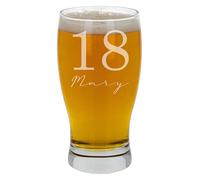 Personalised Pint Glass - Tulip Shape Engraved Any Name & Age for Any Birthday, Customised Beer Glass for Men, Elegant Personalised Gifts for Him - Pint Glass Gifts for Men (Age & Number)