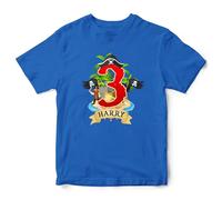 Personalised Pirate Birthday T Shirt Boys Custom Name & Age Lost Treasure Tee for Son Brother Nephew Kids Bday Gift, 7-8 Years, Royal Blue