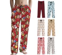 Personalised pjs Bottoms with Image Custom Pyjamas Bottoms with Face Photo Custom Pyjama Pants Funny Christmas Anniversary Halloween Personalised Gifts For Men Women Lover Family Friends XS-5XL