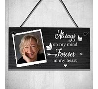 Personalised Plaque with Photo Memorial Plaque Bereavement Remembrance Funeral Gifts Butterfly Christmas Home Decoration Wall Hanging Sign-Always on my mind Forever in my heart