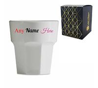 Personalised Plastic White Rocks Whisky Tumbler with Gift Box, Personalise with Any Name