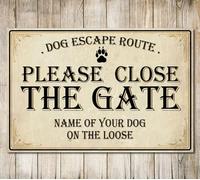 PERSONALISED Please Close the Gate Sign Dog Warning Metal Wall Door Decor Garden Plaque