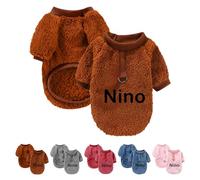 Personalised Plush Dog Jumpers with Customized Text, Warm Winter Dog Fleece, Suitable for Puppies, Small and Medium-Sized Dogs Coffee XXL