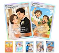 Personalised Poke Card Couple Custom with Anime Photo & Name Customised Trainer or Character Cards Gifts for Anniversary Christmas Valentines Birthday Fathers Day