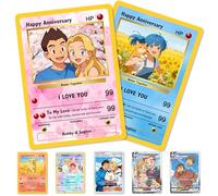 Personalised Poke Card Couple Custom with Anime Photo & Name Customised Trainer or Character Cards Gifts for Anniversary Christmas Valentines Birthday Fathers Day