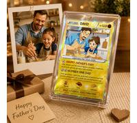Personalised Poke Card for Dad, Custom Photo Anime Game Card with Picture Text Name, Best Dad Ever Father’s Day Gift from Daughter Son for Daddy Grandpa Husband Papa (Style02)