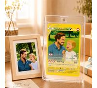 Personalised Poke Card for Dad, Custom Photo Anime Game Card with Picture Text Name, Best Dad Ever Father’s Day Gift from Daughter Son for Daddy Grandpa Husband Papa