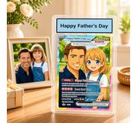 Personalised Poke Card for Dad, Custom Photo Anime Game Card with Picture Text Name, Best Dad Ever Father’s Day Gift from Daughter Son for Daddy Grandpa Husband Papa (Style04)