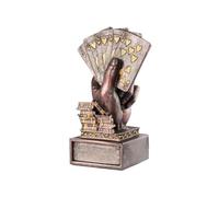 Personalised Poker Award - Royal Flush Card Decoration, Custom Playing Card Figure, 4.52 Inch Gold Playing Card Trophies with Personalised Royal Flush, Royal Flush Poker Trophy for K