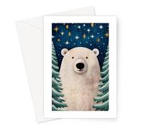 Personalised Polar Bear Art Christmas Cards - Pack of 20 - One Design With Your Custom Text Printed On The Inside