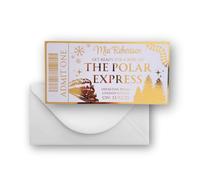Personalised Polar Express Golden Ticket Train Christmas Foil Gift Souvenir Ticket Surprise Gift Keepsake Luxury Gold Silver Metallic Event Present Gifting