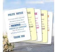 Personalised Polite Notice No Post on Social Media Wedding Party Card Sign A4