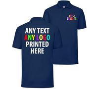 Personalised Polo Shirt Company Logo Workwear Uniform Custom Print Event Stag Do Top - Any Text | Any Colourr Navy