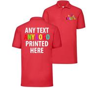 Personalised Polo Shirt Company Logo Workwear Uniform Custom Print Event Stag Do Top - Any Text | Any Colourr Red