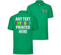 Personalised Polo Shirt Company Logo Workwear Uniform Custom Print Event Stag Do Top - Any Text | Any Colourr Kelly Green