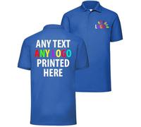 Personalised Polo Shirt Company Logo Workwear Uniform Custom Print Event Stag Do Top - Any Text | Any Colourr Royal Blue