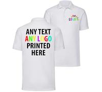 Personalised Polo Shirt Company Logo Workwear Uniform Custom Print Event Stag Do Top - Any Text | Any Colourr White