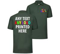 Personalised Polo Shirt Company Logo Workwear Uniform Custom Print Event Stag Do Top - Any Text | Any Colourr Bottle Green