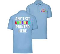 Personalised Polo Shirt Company Logo Workwear Uniform Custom Print Event Stag Do Top - Any Text | Any Colourr Sky Blue