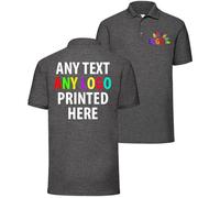 Personalised Polo Shirt Company Logo Workwear Uniform Custom Print Event Stag Do Top - Any Text | Any Colourr Dark Heather Grey