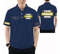 Personalised Polo Shirts Custom Polo Shirt for Men Customised T Shirt with Logo Text Breathable Casual Business Work Tops, Golf Uniform Daily Wear Funny Gift for Father's Day Graduation, Quick Dry