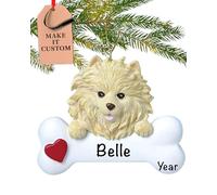 Personalised Pomeranian Dog Bone Ornament 2025 - Fast & Free 24h Customisation - Pet Christmas Ornaments for Tree - Custom Gift Wrapped Xmas Keepsake for Dog-Lovers