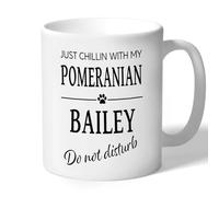 Personalised Pomeranian Mug Just Chillin with My Custom Dog Name Gift for Owner Ceramic Cup 10oz/300ml