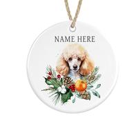 Personalised Poodle Ceramic, Christmas Tree Bauble Decoration