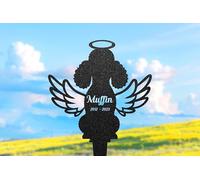 Personalised Poodle Memorial Plaque, Custom Dog Name Grave Marker With Angel Wings, Pet Tombstone, Outdoor Garden Decor, Poodle Lover Gift, Pet Memorial Signs, Headstone