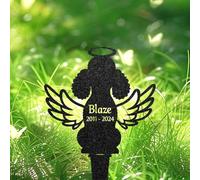 Personalised Poodles Memorial Plaques for Outdoor, Custom Dog Metal Sign, Yard Art Decor, Pet Grave Marker With Angel Wings, Pet Loss Gift, Pet Memorial Signs, Headstone