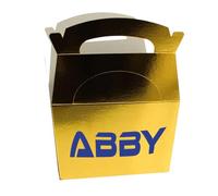 Personalised Pop Star Monster Hunters Metallic Gold Party Paper Lunch Box - Custom Name Birthday Party Favour Box 15cm