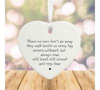 Personalised Porcelain Friendship Heart, 'Those we love don't go away they walk beside us every day..Porcelain Gift, Memories Hanging Decoration