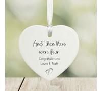 Personalised Porcelain Heart 'Then There Were Four' Baby Keepsake, Newborn Gift, Pregnancy Announcement, Family Celebration