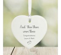 Personalised Porcelain Heart 'Then There Were Three' Baby Keepsake, Newborn Gift, Pregnancy Announcement, Family Celebration