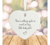 Personalised Porcelain Heart 'There's Nothing Quite So Sweet As Tiny Little Baby Feet' Baby Keepsake, Newborn Gift, Baby Shower Present